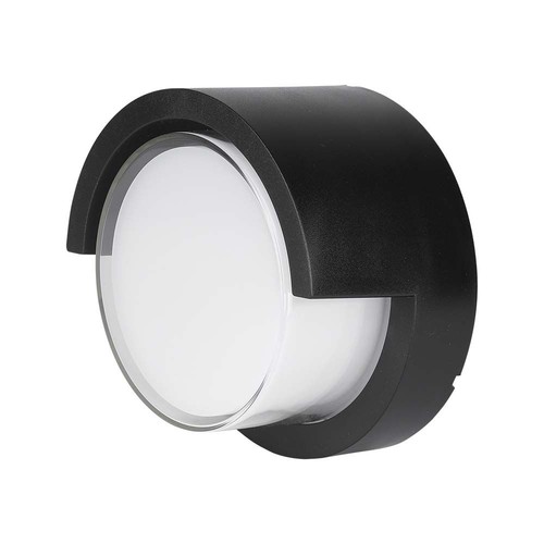 7W LED Vegglampe - 3000K, Sort, Rund