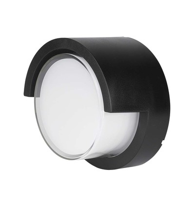 7W LED Vegglampe - 3000K, Sort, Rund