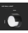 7W Ø16cm LED vegglampe - IP65, sort, rund, varm hvit, inne / ute, inkl. lyskilde