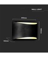 10W LED vegglampe med opp/ned lys - IP54 utendørs, sort, 4000K, Bridgelux chip, inkl. lyskilde
