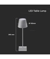 3W oppladbar LED bordlampe, touch dimbar - 5V, Grå, 3000K, 4000mAh batteri, jern