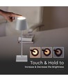 3W oppladbar LED bordlampe, touch dimbar - 5V, Grå, 3000K, 4000mAh batteri, jern