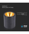 GU10 påbyggingsspot - Sort, rund, IP20 innendørs, uten lyskilde