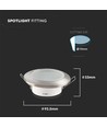 GU10 innfellingsspot - Satin nikkel, rund, IP44, hull: Ø7,0 cm, mål: Ø9,2 cm