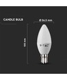 B15 5,5W dimbar LED kronepære - Samsung LED chip, 3000K, varm hvit, erstatter 40W