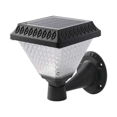 LED Solcelle Vegglampe - RF-kontroll, CCT, 3-i-1, Sort Hus, IP44, 160x160x230mm.