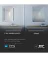 35W LED speil med lys, 70x50cm - Rektangulær, krom finish, 6400K, hvit kant