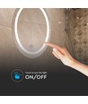 60cm 25W rund LED speil med touch - CCT, IP44, duggfri, 3-i-1 lysfarge