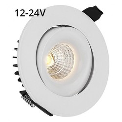LED downlights 6W downlight - RA90, Hull: Ø7,5 cm, Mål: Ø9 cm, hvit kant, dimbar, 12-24V