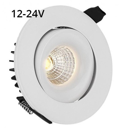 LEDlife 6W downlight - Hull: Ø7,5 cm, Mål: Ø9 cm, RA90, hvit kant, dimbar, 12-24V