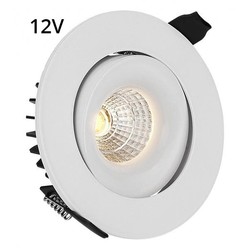 LED downlights 9W downlight - Hull: Ø8-9 cm, Mål: Ø9,6 cm, hvit kant, dimbar, 12V