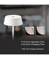 2W oppladbar LED bordlampe, hvit - IP54, touch dimbar, 5V, varm hvit, opptil 10 timers batteri