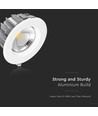 30W Ø22cm LED innfellingspanel - 120lm/W, kald hvit, hull: Ø20,7 cm, mål: Ø22 cm, hvit kant
