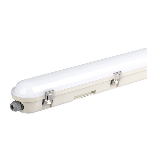 36W LED WP Lampe 120cm - Samsung Chip, EM Kit, Melkehvit Deksel + SS Klemmer, 4000K.