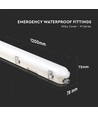 120cm 36W vanntett komplett LED armatur med nødlys - Samsung LED chip, 120lm/W, IP65, 6500K, 3 timers batteridrift