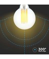 E27 6W LED filament pære - G95, 600lm, 3000K, 300° spredning