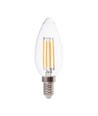 E14 4W LED kronelys filament - 400lm, 6500K, klart glass, 300° lysspredning