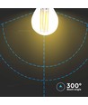 E27 4W LED kronepære - G45, filament, 400lm, 6500K, kald hvit