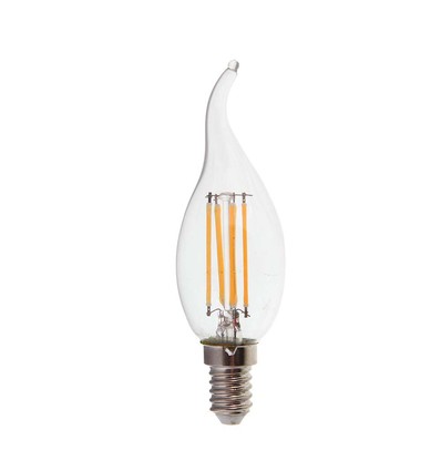 E14 4W LED filament kronelys med flamme - 400lm, 4000K, kald hvit