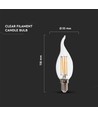E14 4W LED filament kronelys med flamme - 400lm, 4000K, kald hvit