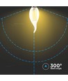 E14 4W LED kronelys med flamme - Filament, 400lm, 6500K, Samsung LED chip