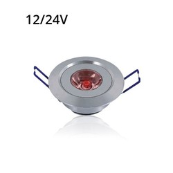 LED downlights 1W downlight med rødt lys - hull: Ø4,4 cm, Mål: Ø5,2 cm, 2,2 cm høy, dimbar, 12V/24V