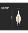 E14 4W LED flammepære - Kultråd, kertepære, 4000K