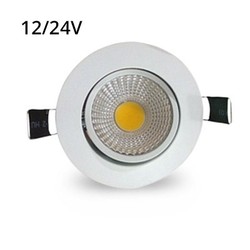 LED downlights 3W downlight - Hull: Ø6,7-8 cm, Mål: Ø8,5 cm, hvit kant, dimbar, 12V/24V