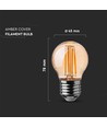 E27 4W LED kronepære - G45, kultråd, 2200K, ravfarget