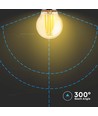 E27 4W LED kronepære - G45, kultråd, 2200K, ravfarget