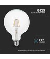 E27 6W LED filament pære - G125 globe, klar, varm hvit, 300° beam angle