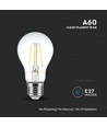 E27 10W LED filamentpære - A60, klart glass, 6500K, 1055lm