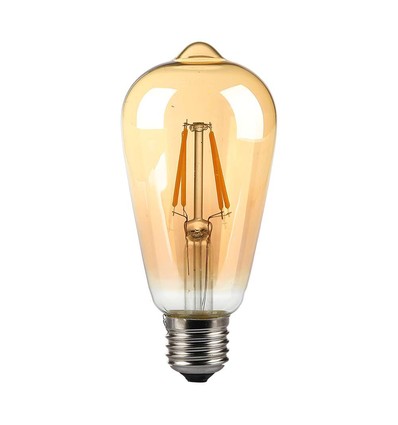 E27 8W LED-pære - ST64, filament, ravfarget glass, ekstra varm 2200K