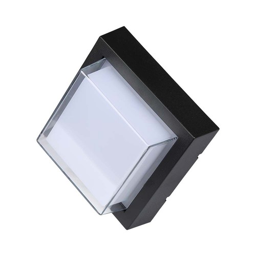 7W LED vegglampe - 3000K, svart, firkant.