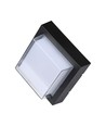 7W LED vegglampe - 3000K, svart, firkant.