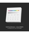 4 Sone RGB+W WiFi veggpanel fjernkontroll, 3V - 86x86mm, hvit, 4 soner, dimbar, RF 2.4GHz