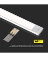 30cm 1,5W LED skaplampe med PIR sensor - 5V, 110lm, 4000K, oppladbar, sølv, magnetisk montering