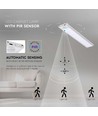 40cm 2W LED skaplampe med PIR sensor, 5V - Sølv, 2200mA batteri, IP20, 4000K
