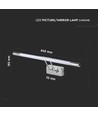 64cm bilde/speillampe 12W LED - Krom, 3000K, vippbar, inkl. lyskilde