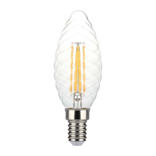 4W Kertepære E14 - LED Twisted, Filament Pære, 3000K, Dimbar.