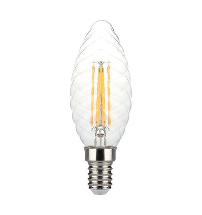 4W Kertepære E14 - LED Twisted, Filament Pære, 3000K, Dimbar.