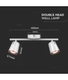 12W LED vegglampe med dobbelt hode - 4000K, hvit, justerbar, 960lm, innendørs