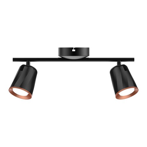 12W dobbelt LED vegglampe, sort - 1080lm, 4000K, IP20, justerbare hoder