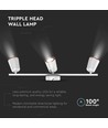 18W hvit LED vegglampe - 3000K, 3 hoder