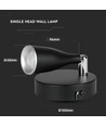 4,5W LED vegglampe - 420lm, IP20, sort finish, inkl. lyskilde