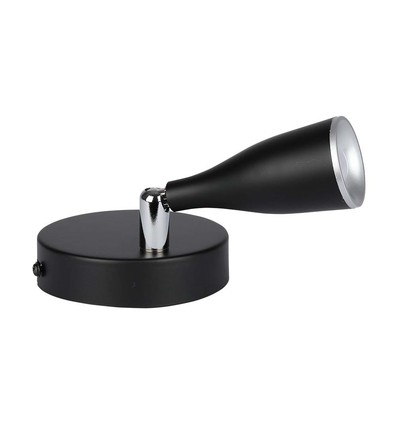 4,5W LED vegglampe - 420lm, 4000K, IP20, sort, innendørs dekorasjonsbelysning
