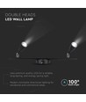 9W LED vegglampe, sort - 4000K, 840lm, IP20, dobbelt hode, innendørs, inkl. lyskilde