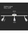 13,5W LED vegglampe - Hvit, 1260lm, 3-hoder design, inkl. lyskilde