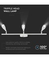 13,5W LED vegglampe - Hvit, 1260lm, 3-hoder design, inkl. lyskilde