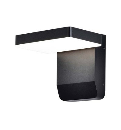 Vegglampe 17W - 3000K svart hus, kvadratisk, IP65.